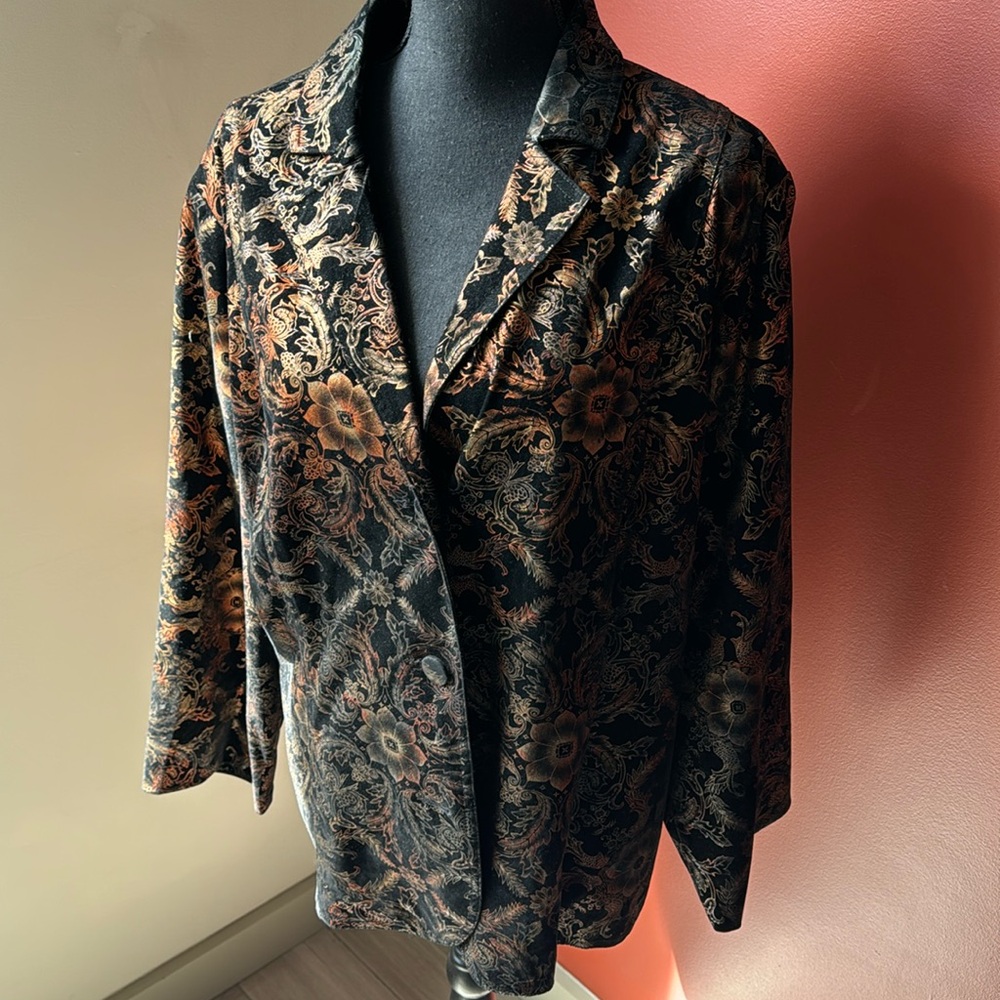 Black Velvet Blazer with foil Print